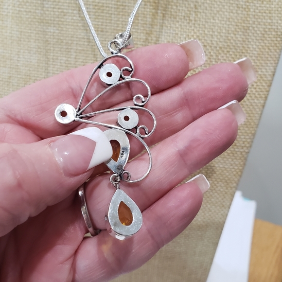 Beautiful Handmade Large Citrine Gemstone 925 Pendant Necklace - Picture 8 of 12